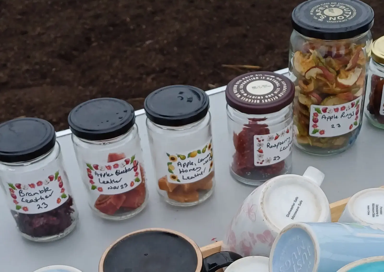 Fruit leathers made by pureeing the fruit then rolling it out and drying it in a dehydrator. 